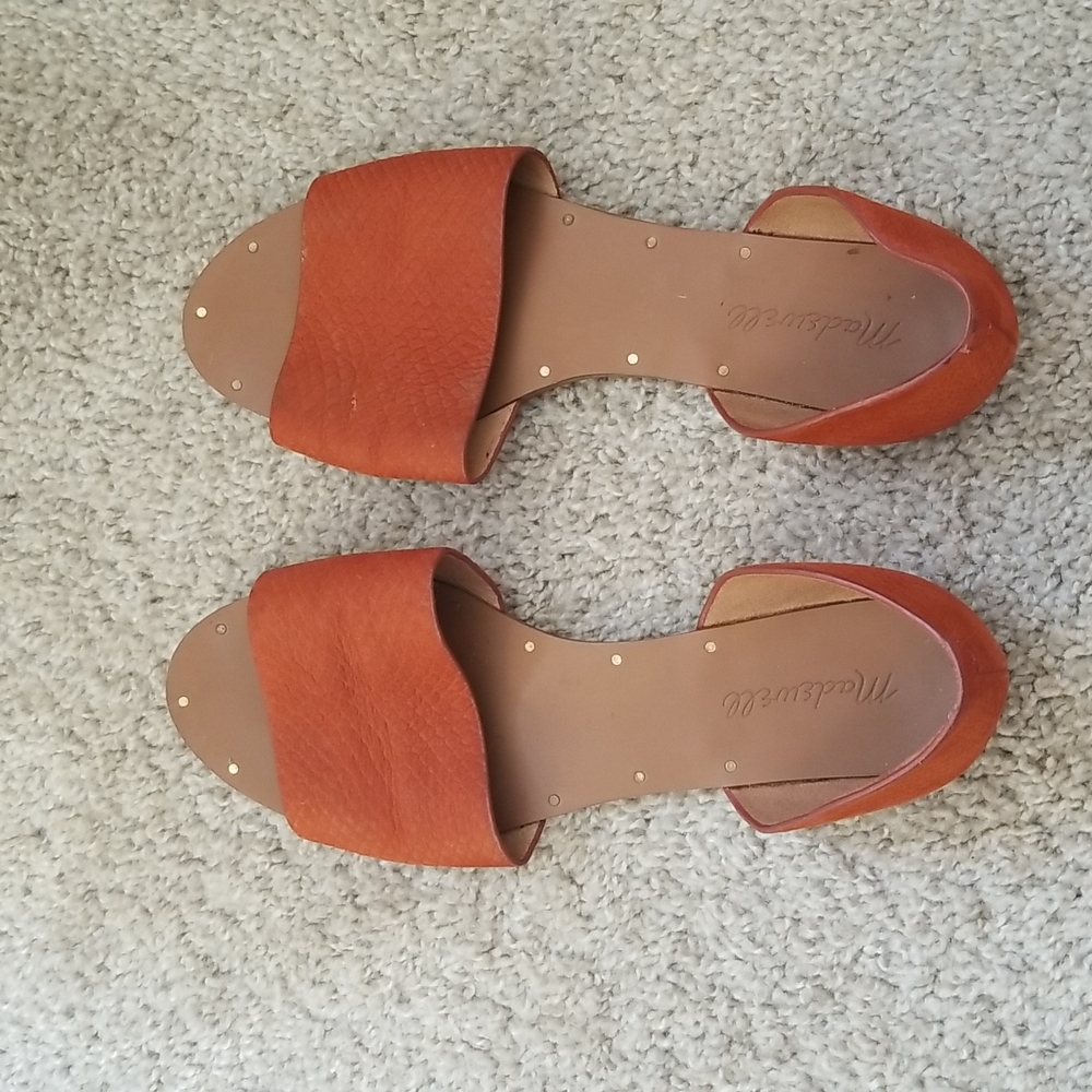 Madewell Burnt Orange Open Toe Flats Size 8